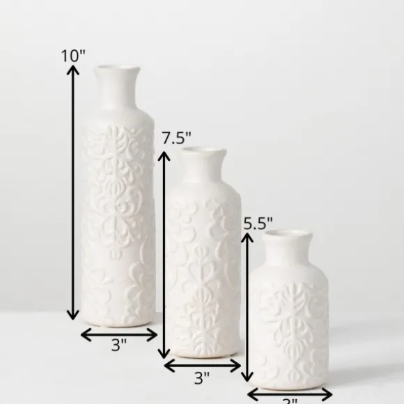 Kirkland's Home Vases-Embossed Scrolling 3-Pc. Vase Set
