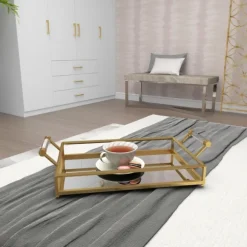 Kirkland's Home Decorative Trays-En Glammed Mirror Decorative Tray