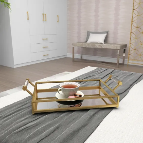 Kirkland's Home Decorative Trays-En Glammed Mirror Decorative Tray