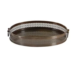 Kirkland's Home Decorative Trays-Engraved Metal Mandala Trays, Set Of 2