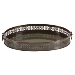 Kirkland's Home Decorative Trays-Engraved Metal Mandala Trays, Set Of 2