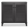 Kirkland's Home Cabinets & Sideboards-Espresso Shutter Door Wooden Cabinet