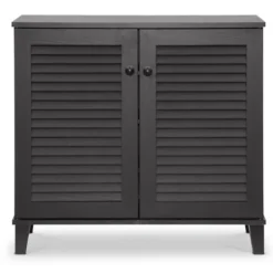 Kirkland's Home Cabinets & Sideboards-Espresso Shutter Door Wooden Cabinet