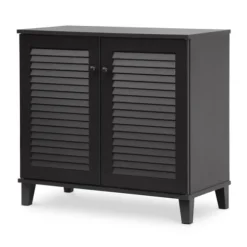 Kirkland's Home Cabinets & Sideboards-Espresso Shutter Door Wooden Cabinet