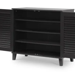 Kirkland's Home Cabinets & Sideboards-Espresso Shutter Door Wooden Cabinet