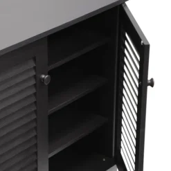 Kirkland's Home Cabinets & Sideboards-Espresso Shutter Door Wooden Cabinet