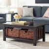 Kirkland's Home Coffee Tables-Espresso Traditional Wooden Basket Coffee Table