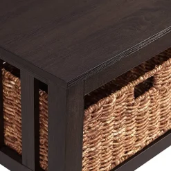 Kirkland's Home Coffee Tables-Espresso Traditional Wooden Basket Coffee Table