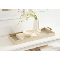 Kirkland's Home Decorative Trays-Evelyn Cream Narrow Decorative Tray