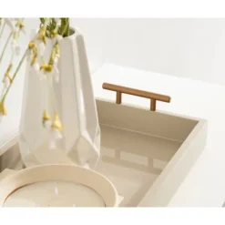 Kirkland's Home Decorative Trays-Evelyn Cream Narrow Decorative Tray