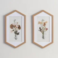 Kirkland's Home Framed Art-Fall Floral Hexagon Framed Art Prints, Set Of 2