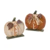 Kirkland's Home Statues & Figurines-Fall Wooden Pumpkins, Set Of 2