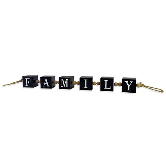 Kirkland's Home Decorative Accents-Family Wood Beaded Word Block