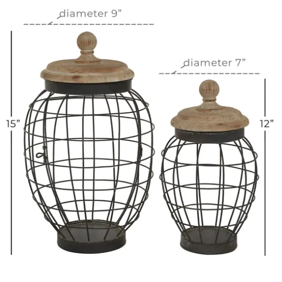 Kirkland's Home Decorative Bowls & Jars-Farmhouse Wire Frame 2-Pc. Decorative Jar Set