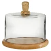 Kirkland's Home Decorative Accents-Farmhouse Wood And Glass Cloche, 6 In.