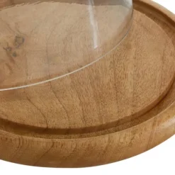 Kirkland's Home Decorative Accents-Farmhouse Wood And Glass Cloche, 6 In.