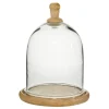 Kirkland's Home Decorative Accents-Farmhouse Wood And Glass Dome Cloche, 11 In.