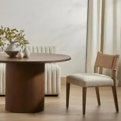 Kirkland's Home Dining Chairs-Farrah Leather Back Dining Chair