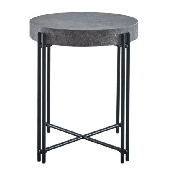 Kirkland's Home Accent & End Tables-Faux Concrete And Metal Base Accent Table