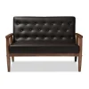 Kirkland's Home Sofas & Loveseats-Faux Leather And Rubberwood Loveseat, 49 In.