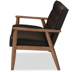 Kirkland's Home Sofas & Loveseats-Faux Leather And Rubberwood Loveseat, 49 In.