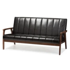 Kirkland's Home Sofas & Loveseats-Faux Leather Channel Sofa, 63 In.