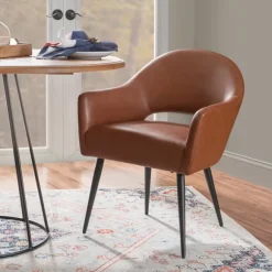 Kirkland's Home Dining Chairs-Faux Leather Curved Open Back Dining Chair