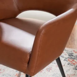 Kirkland's Home Dining Chairs-Faux Leather Curved Open Back Dining Chair