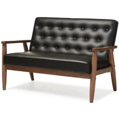 Kirkland's Home Sofas & Loveseats-Faux Leather Modern 2-Seat Loveseat