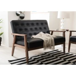 Kirkland's Home Sofas & Loveseats-Faux Leather Modern 2-Seat Loveseat