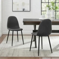 Kirkland's Home Dining Chairs-Faux Leather Slope Dining Chairs, Set Of 2