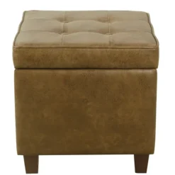 Kirkland's Home Benches & Ottomans-Faux Leather Tufted Storage Ottoman