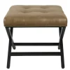 Kirkland's Home Benches & Ottomans-Faux Leather Tufted X-Frame Bench