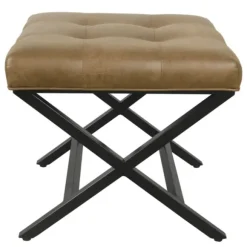 Kirkland's Home Benches & Ottomans-Faux Leather Tufted X-Frame Bench