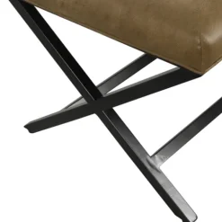 Kirkland's Home Benches & Ottomans-Faux Leather Tufted X-Frame Bench