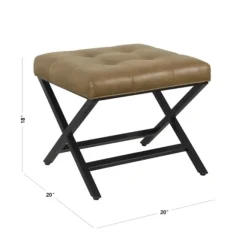 Kirkland's Home Benches & Ottomans-Faux Leather Tufted X-Frame Bench