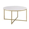 Kirkland's Home Coffee Tables-Faux Marble & Gold X-Base Coffee Table