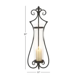 Kirkland's Home Sconces-Fleur Distressed Black Iron Sconce, 31 In.