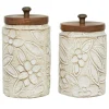 Kirkland's Home Decorative Bowls & Jars-Floral Jars With Wood Lids, Set Of 2