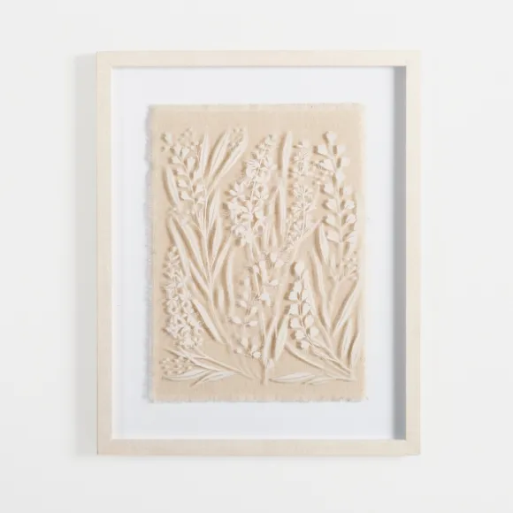 Kirkland's Home Framed Art-Floral On Glass And Natural Linen Framed Art Print