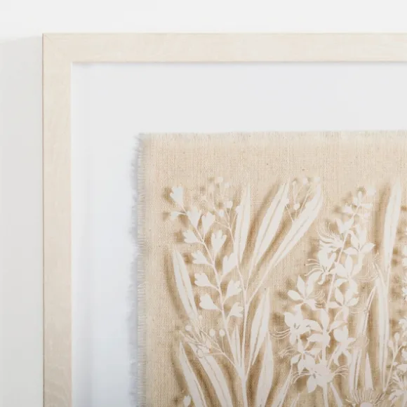 Kirkland's Home Framed Art-Floral On Glass And Natural Linen Framed Art Print