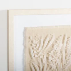 Kirkland's Home Framed Art-Floral On Glass And Natural Linen Framed Art Print