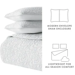 Kirkland's Home Quilts-Floral Stitch 3-Pc. Queen Quilt Set