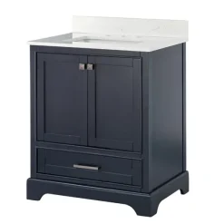 Kirkland's Home Bathroom Furniture-Florence Navy Wood Backsplash Sink Vanity