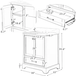 Kirkland's Home Bathroom Furniture-Florence Navy Wood Backsplash Sink Vanity