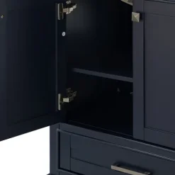 Kirkland's Home Bathroom Furniture-Florence Navy Wood Backsplash Sink Vanity