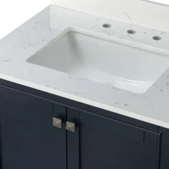 Kirkland's Home Bathroom Furniture-Florence Navy Wood Backsplash Sink Vanity