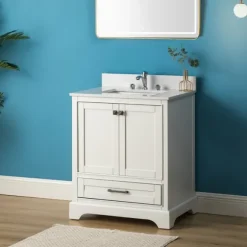 Kirkland's Home Bathroom Furniture-Florence Wood Backsplash Sink Vanity