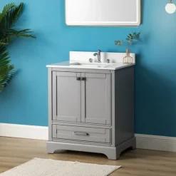 Kirkland's Home Bathroom Furniture-Florence Wood Backsplash Sink Vanity