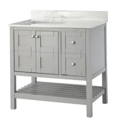 Kirkland's Home Bathroom Furniture-Foster Wood Backsplash Sink Vanity